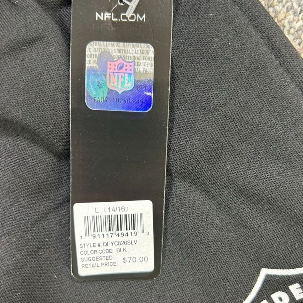 NEW NFL Team Apparel Raiders Black White Grey Jogger Sweatpant Youth Large 14-16 - Picture 6 of 14
